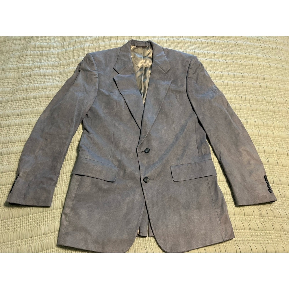 VTG Christian Dior Blue Gray Suede Suit Jacket Lined Blazer Sports Coat Size 40R